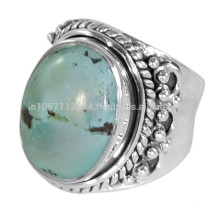 Tibetan Turquoise Natural Gemstone with 925 Sterling Silver Handmade Bezel Set Ring